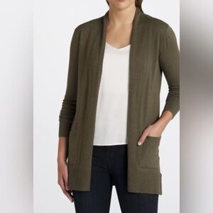 Dark Olive Open Front Cardigan